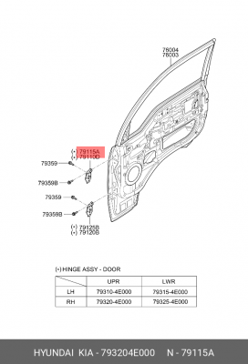 Петля KIA Bongo 3 (06-) двери передней правой верхняя OE 793204E000 HYUNDAI KIA