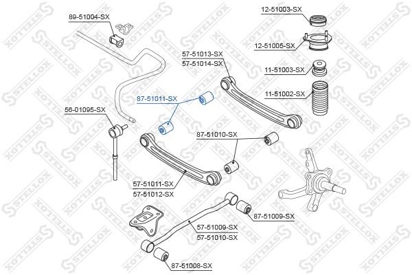 сайлентблок зад. рычага внутр.!\ Hyundai Accent all 99> 87-51011-SX STELLOX