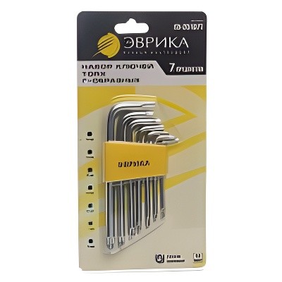 Набор ключей TORX T10-Т40 Г-образных 7 предметов ЭВРИКА ER-25107T EVRIKA