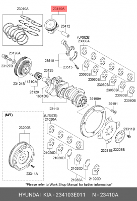 ПОРШЕНЬ ДВИГАТЕЛЯ С ПАЛЬЦЕМ В СБОРЕ 234103E011 MOBIS