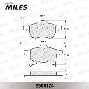 Колодки тормозные передние (Смесь CERAMIC серия PRO) OPEL ASTRA G 1.8-2.2 16v/ZA E500124 MILES