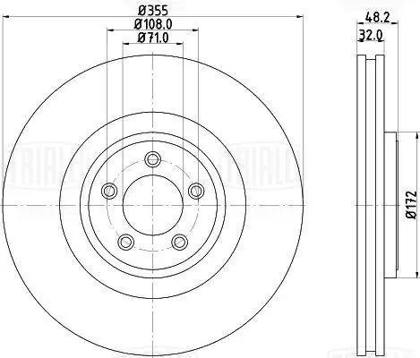 Диск торм. Jaguar XF (07-)/XJ (09-) перед. d=355 (окраш.) (DF 190515) DF 190515 TRIALLI