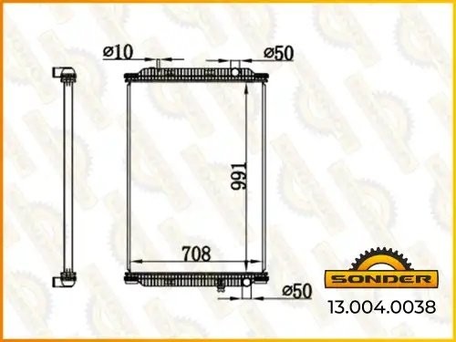 Радиатор охлаждения 708*52*991 DXI11 RVI Premium(с рамкой) (Nissens 63785) 130040038 SONDER