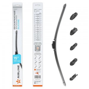 Щетка стеклоочистителя бескаркасная Silicone 380мм 5 адаптеров AWBBS003 AIRLINE