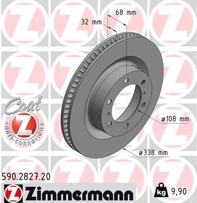 диск тормозной !перед. 338x32/68-6x140 \ Toyota Land Cruiser 200 07> 590282720 ZIMMERMANN