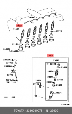 форсунка топливная!\ Toyota Land Cruiser 4.2D 98-07 23600-19075 TOYOTA