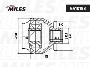 GA10198 ШРУС VW TRANSPORTER V 2.5TDI 03- внутр.лев. МКПП GA10198 MILES