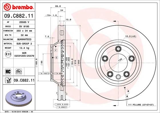 Диск тормозной 09.C882.11 09.C882.11 BREMBO