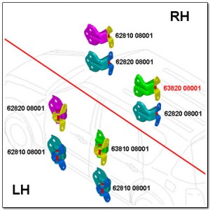 Петля SSANGYONG Rexton (02-) двери задней правой верхняя OE 6382008001 SSANG YONG