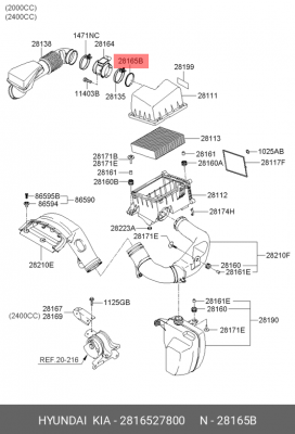 Кольцо уплотнительное HYUNDAI KIA датчика массового расхода воздуха OE 2816527800 HYUNDAI KIA