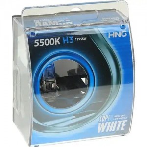 Лампа 12V H3 55W PK22s 5500К бокс (2шт.) Super White HNG 12355SW2 HNG