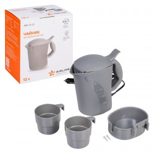 Чайник автомобильный 12V 120Вт 0.8л серый AIRLINE ABK-12-01 AIRLINE
