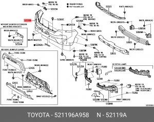 бампер передний!под фароомыватели\ Toyota Land Cruiser Prado 150 09> 52119-6A958 TOYOTA