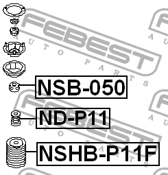 подушка опоры амортизатора пер. нижн.!\ Nissan Primera P10E/P11/WP11E 90> NSB-050 FEBEST