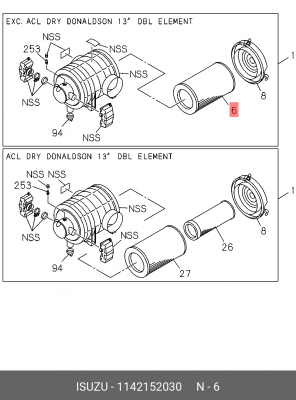 Фильтр воздушный внешний элемент С серия ISUZU 1142152030 ISUZU