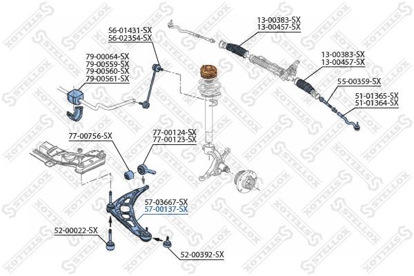 рычаг правый!\ BMW E36 1.6-2.5TDs 90> 57-00137-SX STELLOX