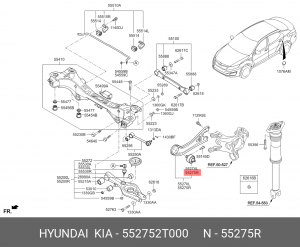 сайлентблок рычага! зад. продол. правый\ Hyundai Sonata YF 09> 552752T000 HYUNDAI