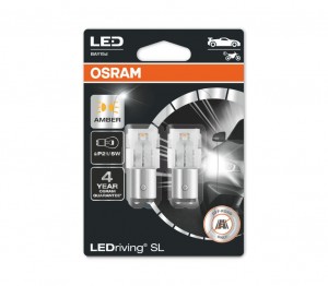 Лампа светодиодная 12V P21/5W BAY15d блистер (2шт.) LEDriving SL Yellow OSRAM 7528DYP-02B OSRAM
