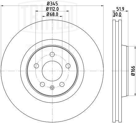 Диск торм. Audi A4 (07-)/A5 (07-)/A6 (11-)/A7 (10-)/Q5 (08-) перед. d=345 (DF 18 DF 180136 TRIALLI