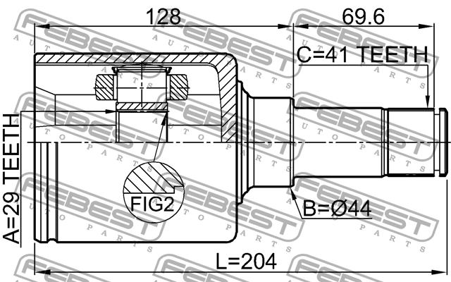 ШРУС внутр левый FORD TRANSIT TT9 2006-2013 2111-TT9DLH 2111-TT9DLH FEBEST