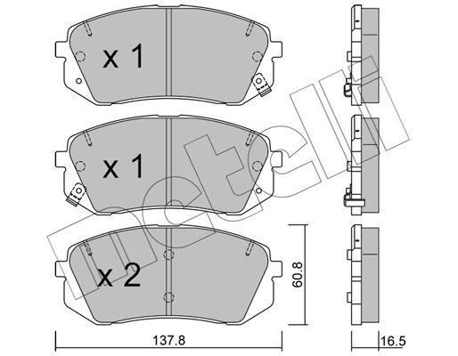 колодки дисковые передние!\ Hyundai ix35, KIA Carens/Sportage 1.6-2.0i/CRDi 07> 22-0783-0 METELLI