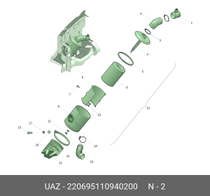 Шланг УАЗ-220695 фильтра воздушного угловой к ДМРВ (ОАО УАЗ) 220695110940200 UAZ UAZ