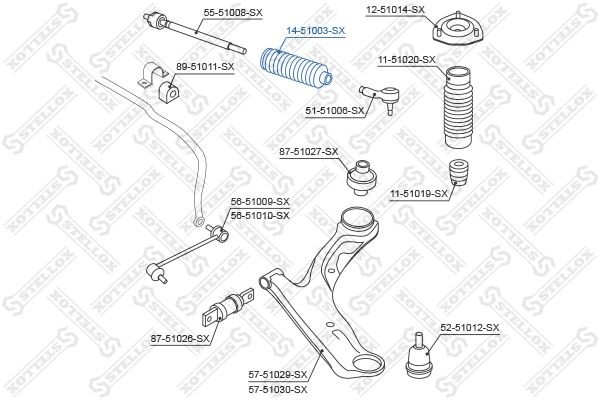 пыльник рейки рулевой!\ Hyundai Santa Fe I 01> 14-51003-SX STELLOX