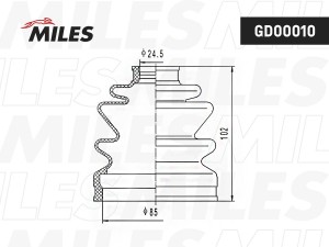 Пыльник ШРУСа наружный левый HYUNDAI SONATA EF GD00010 GD00010 MILES