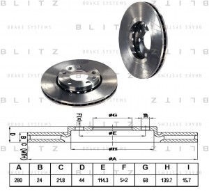 Диск тормозной передний вентилируемый RENAULT Duster/Megane/Fluence 11- BS0296 BS0296 BLITZ