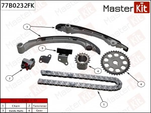 Комплект цепи ГРМ TOYOTA LAND CRUISER 120/4RUNNER 2.7L 2TR-FE 02- Masterkit 77B0 77B0232FK MASTER KIT