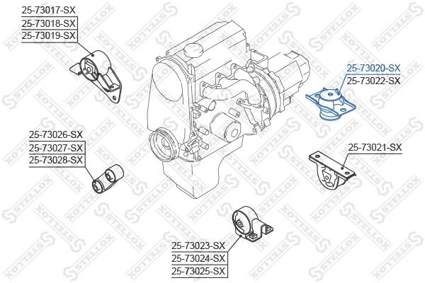 подушка ДВС задняя левая! VIN: <577030\ Daewoo Matiz 0.8 SOHC <98 25-73020-SX STELLOX