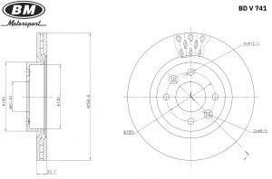 Диск тормозной вентилируемый (1шт.) BDV741 BDV741 BM MOTORSPORT