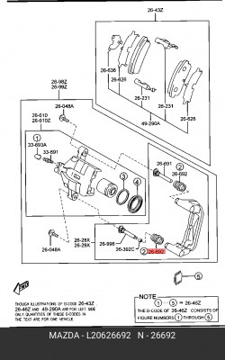 Ремкомплект суппорта MAZDA 2 (07-14) переднего OE L206-26-692 MAZDA