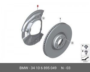 щиток диска тормозного!\ BMW X5 3.0d 06-08/X5 sDrive 25d 15-18 34 10 6 895 049 BMW