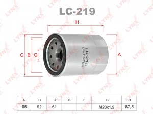 Фильтр масляный подходит для NISSAN Cedric 2.5-3.0 97-99/2.5D-3.0TD 99-04/Terran LC-219 LYNXAUTO