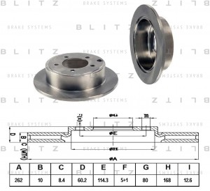 Диск тормозной задний MITSUBISHI Lancer 08- BS0344 BS0344 BLITZ