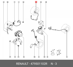 Датчик  частота вращения колеса задний 479501102R 479501102R RENAULT