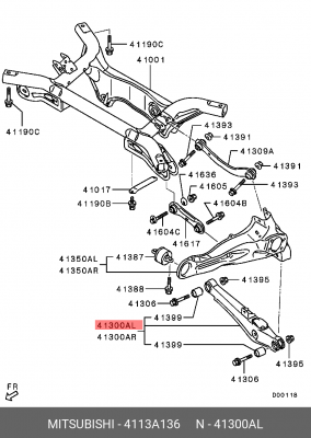 РЫЧАГ ЗАДНЕЙ ПОДВЕСКИ В СБОРЕ,НИЖНИЙ ЛЕВ MITSUBISHI 4113A136 MITSUBISHI