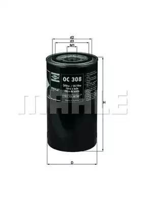 Фильтр масляный, навинчиваемый, полнопоточный Iveco Zeta 50/60/65/79-8/9/10 OC30 OC308 MAHLE KNECHT