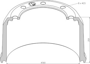 барабан тормозной !360x200 H=259 d=230/275 n=8x23 \BPW 046.700-00A PETERS ENNEPETAL