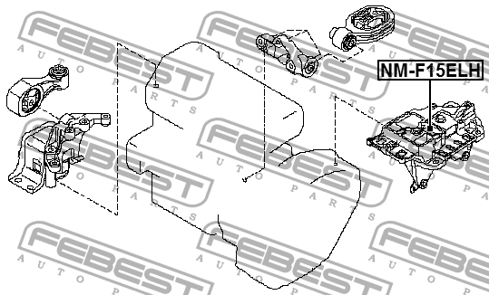 Подушка двигателя левая NISSAN JUKE 2010- NM-F15ELH NM-F15ELH FEBEST