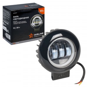 Фара светодиодная "AIRLINE" Pro 115х145х65 мм 30W 12/24V (круглая, четкая свет.  ALED017 AIRLINE