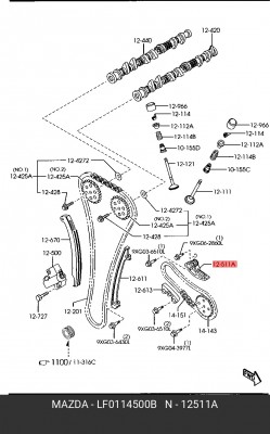 НАТЯЖИТЕЛЬ ЦЕПИ ГРМ  LF0114500B LF01-14-500B MAZDA