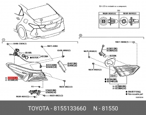фонарь! правый\ Toyota 81551-33660 TOYOTA