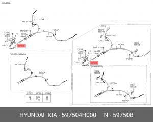 трос стояночного тормоза!\ Hyundai H-1/Starex 597504H000 HYUNDAI