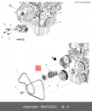 Ролик приводного ремня CHEVROLET Aveo,Spark (06-) (1.0/1.2) натяжителя OE 96416331 GENERAL MOTORS
