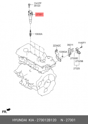 Катушка зажигания HYUNDAI Elantra (15-) OE 273012B120 HYUNDAI KIA