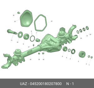 Гайка М20х1.5 УАЗ-3151,3741,3163 крепления фланца коробки раздаточной (ОАО УАЗ) 045200180207800 UAZ UAZ