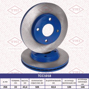 Диск тормозной передний вентилируемый FORD Focus 98- TCC1018 TCC1018 TATSUMI