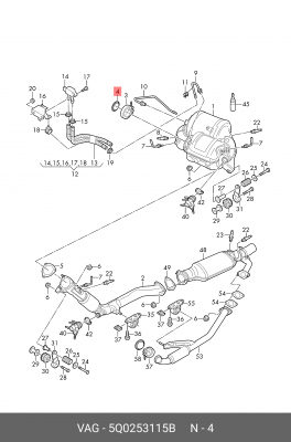 Прокладка приемной трубы глушителя 5Q0253115B 5Q0 253 115 B VAG